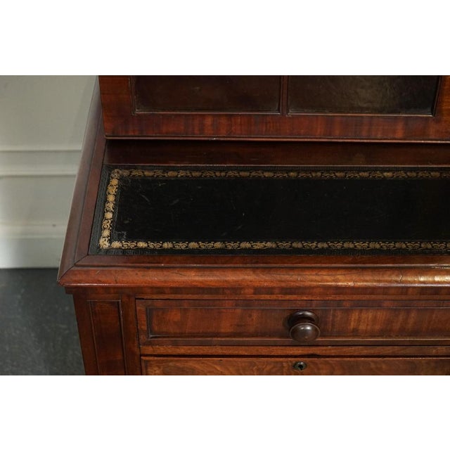 Dresser Bookcase Display Cabinet on Chest of Drawers with Black Leather Top For Sale - Image 4 of 18