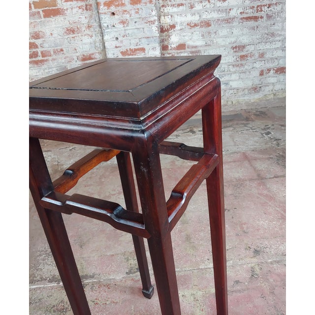 1940s Vintage Chinese Hand Carved Redwood Stand For Sale - Image 5 of 10