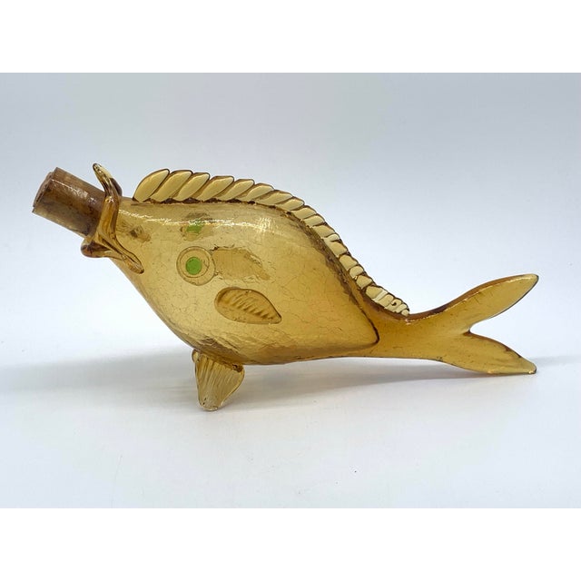 Mid-Century Modern Orvieto Crackle Glass Fish Decanter For Sale - Image 3 of 5