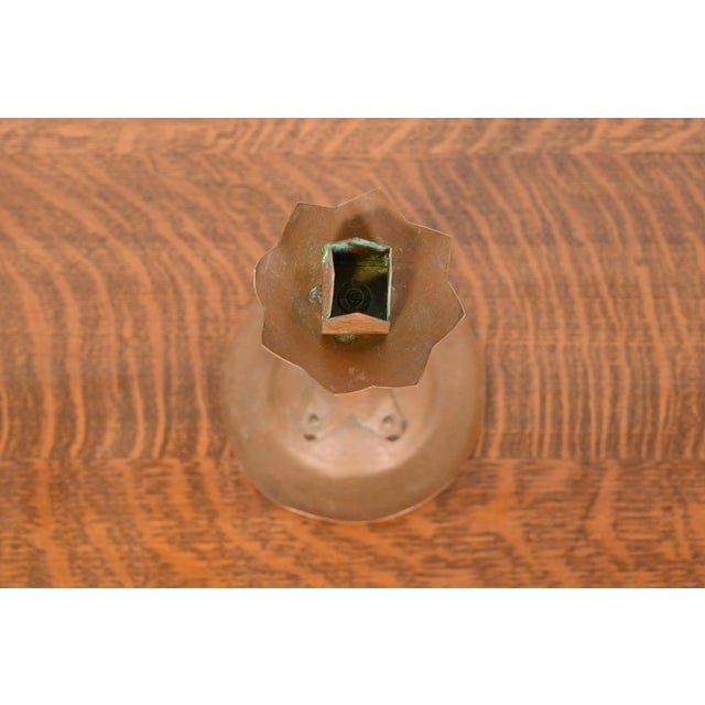 Antique Stickley Style Arts & Crafts Hammered Copper Candlestick, Circa 1900 For Sale - Image 9 of 13