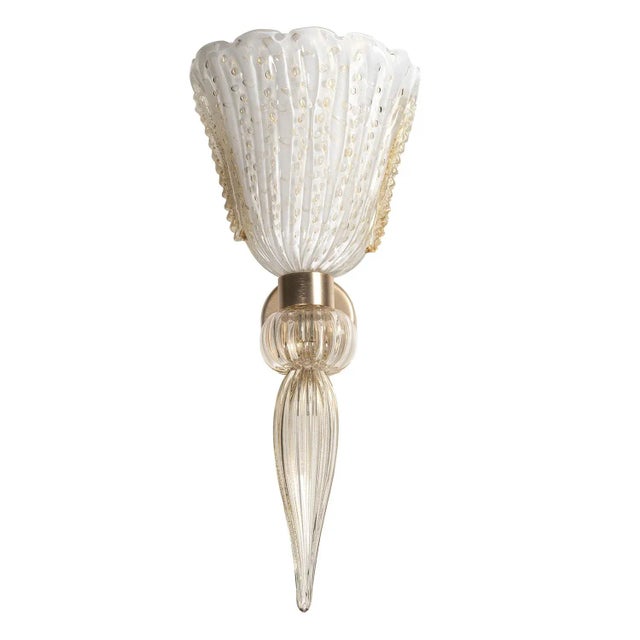 Not Yet Made - Made To Order Luzi Wall Lamp in White Murano Glass and Pure Gold by Bottega Veneziana For Sale - Image 5 of 5