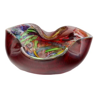 Ruby Red Italian Murano Glass Bowl For Sale