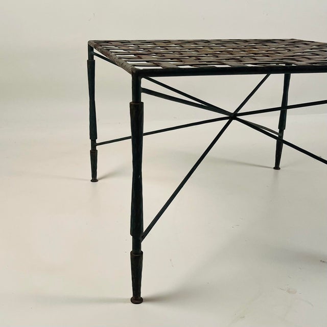 Mario Papperzini 1960s Patinated Wrought Iron Ottoman by Mario Papperzini for John Salterini, Attributed For Sale - Image 4 of 5