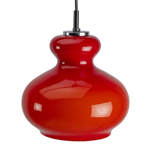 Red 'Onion' Peil & Putzler Pendant Lamp 26cm x 26cm x 25cm This piece has an attribution mark, I am sure that it is...