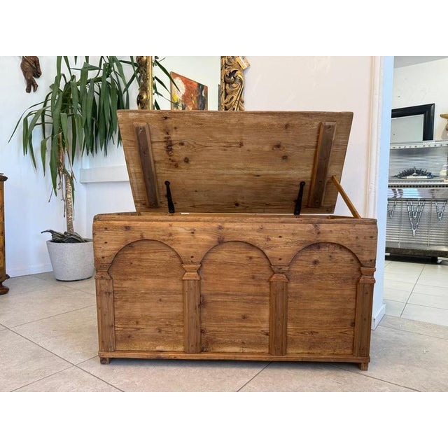 Original restored natural wood chest, softwood, circa 1850. Dimensions: Height x Width x Depth 63 x 106 x 52 cm. Antique...