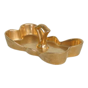 Pickard China Rose and Daisy Gold Candy Dish With Handle Made in Usa