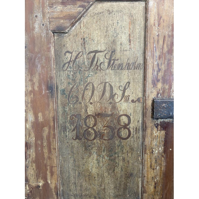 Mid 19th Century Antique Swedish Cabinet in Pine, 1838 For Sale - Image 5 of 11