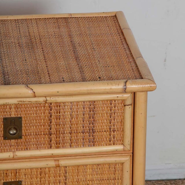 Vintage Chest of Drawers in Wicker, Bamboo and Brass from Dal Vera, 1970s For Sale - Image 4 of 9