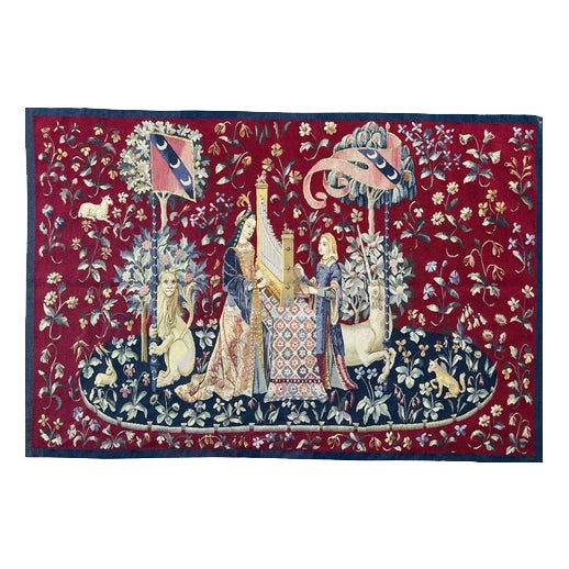 Antique French Handwoven Aubusson Tapestry, 1940s For Sale