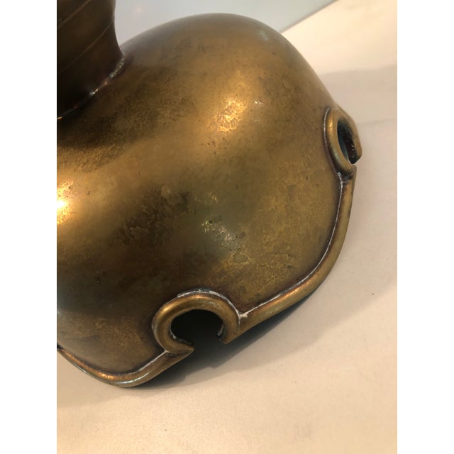 1970s Scalloped Edge Solid Brass Pedestal Bowl / Planter For Sale - Image 14 of 14