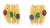 Mid-Century Modern Mid 20th Century 14k Yellow Gold Cabochon Ruby Emerald Sapphire Clip Earrings, Pair For Sale - Image 3 of 4