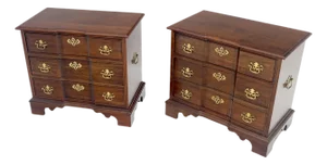 Pair of Solid Cherry 3 Drawers Block Front Nightstands End Tables Stands MIINT
