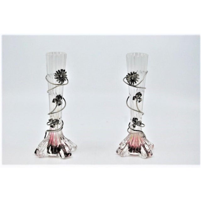 Glasses with Silver Rims and Floral Motifs, Set of 2 For Sale - Image 3 of 7