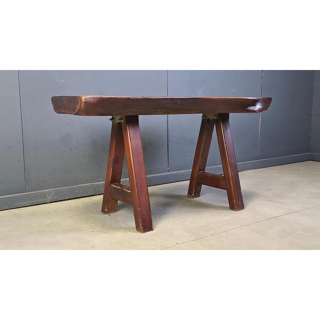 Brutalist Wood Dining Table from Mobichalet, 1960s For Sale - Image 10 of 12