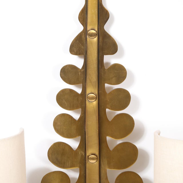 Mid 20th Century Mid-Century Modern Brass Two-Arm Sconces W/ Sculptural Volute Motif - a Pair For Sale - Image 4 of 18