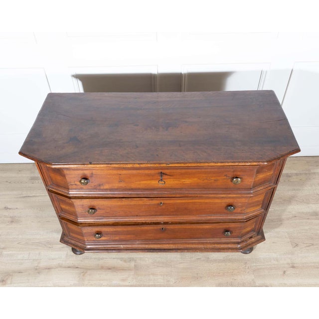 Brown Antique Walnut Shapeless Chest Of Drawers Italy 17th Century For Sale - Image 8 of 8