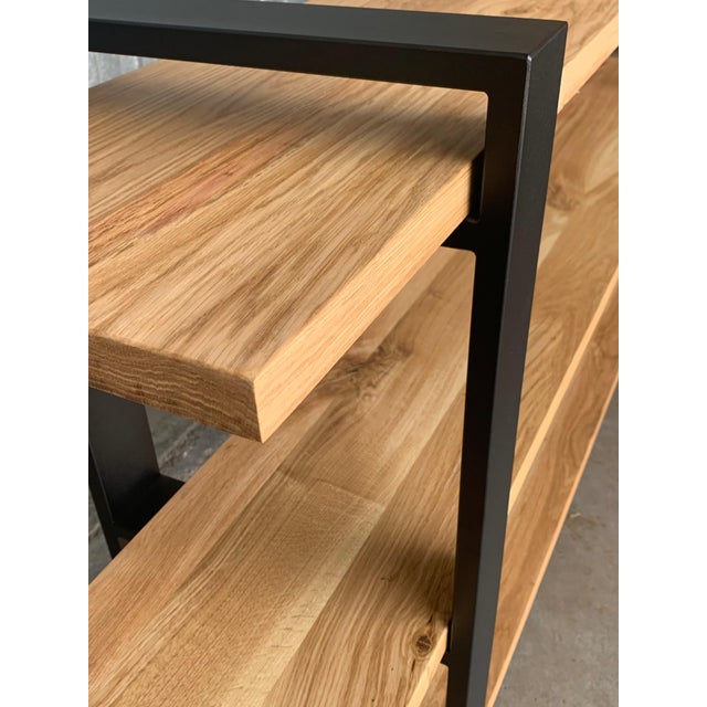 New Custom Etagere with Three Oak Shelves and Iron Structure For Sale - Image 11 of 18