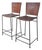 Pair of 1950s Woven Leather and Iron Bar Stools After Swift and Monell For Sale