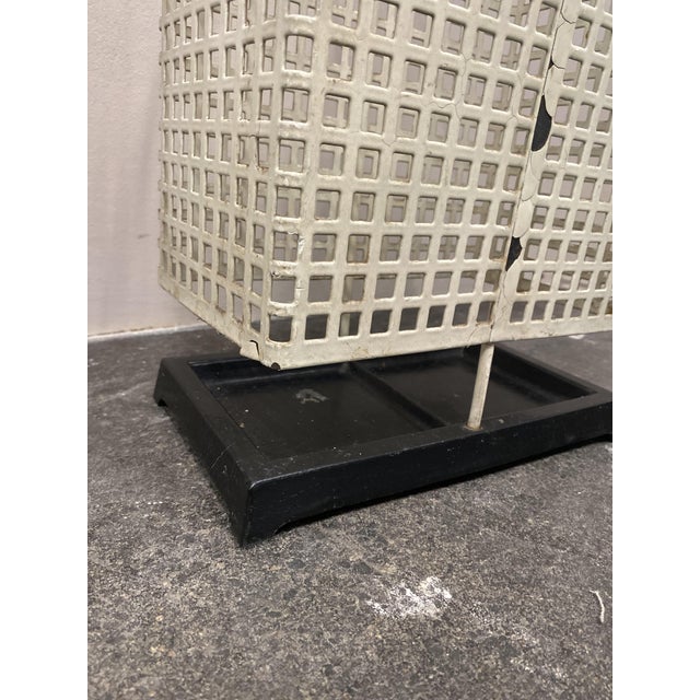 Metal Umbrella Stand with Geometric Structure attributed to Josef Hoffmann For Sale - Image 7 of 16