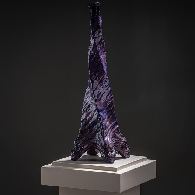 Ceramic Violet Ceramic Table Lamp, France, Mid-20th Century For Sale - Image 7 of 10