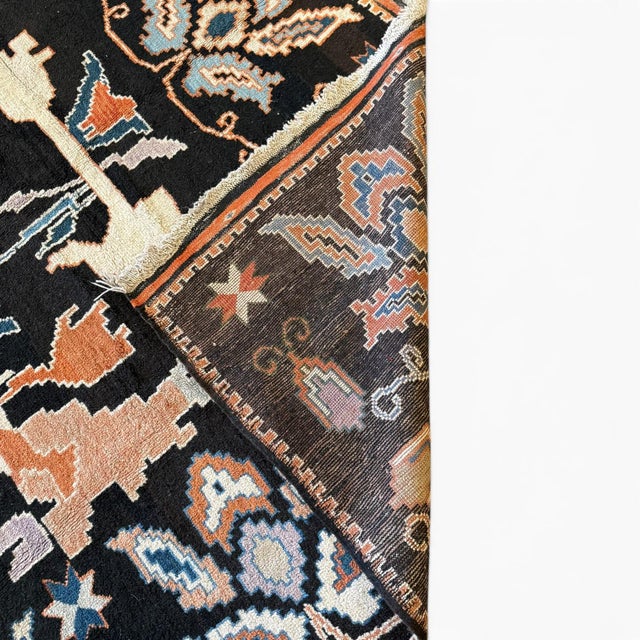 Vintage Anatolian Rug | 8' X 9'6" | Bold Floral Design on Black Field For Sale - Image 4 of 5