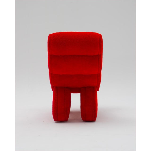 Red Postmodern Velvet Armchair, 1990s For Sale - Image 8 of 10
