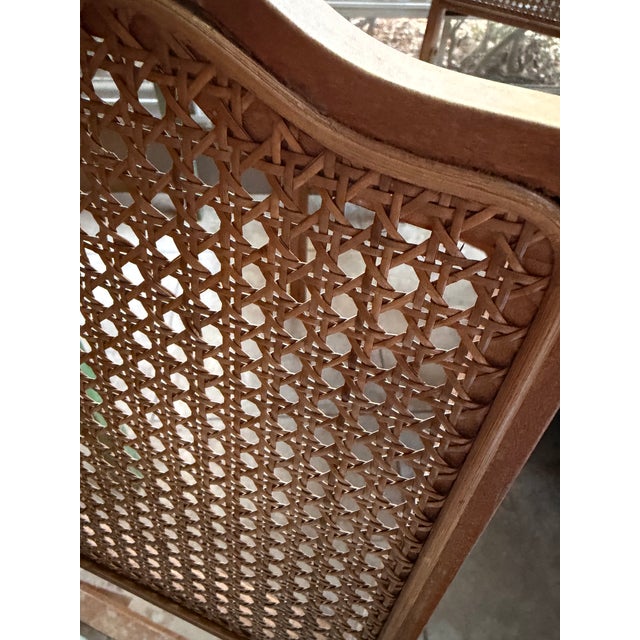Vintage Mid-Century Leg-O-Matic Folding Game Table & 3 Cane Back Chairs Set (Mcm / Coastal Chess & Checkers) For Sale - Image 9 of 18