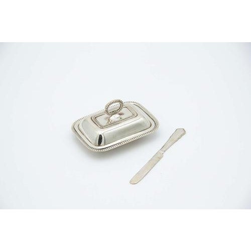 Silver Butter Dish with Glass Core For Sale - Image 4 of 4