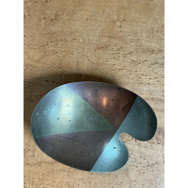 Mid 20th Century Vintage Abstract Metal Palette Bowl For Sale - Image 5 of 12
