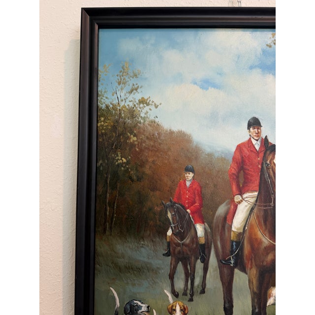 Paint Late 20th Century Fox Hunting Scene Oil Painting on Canvas Horses Hounds Equestrian Sporting Art For Sale - Image 7 of 13