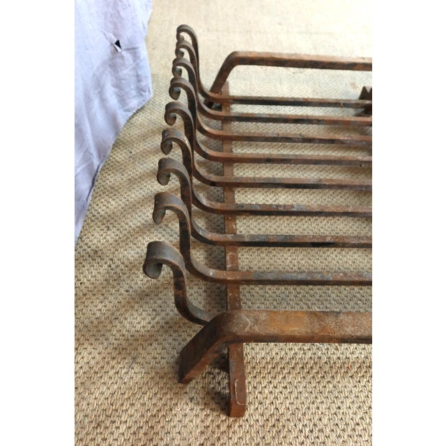 Large 19th-Century Andirons and Fireplace Grate, Set of 4 For Sale - Image 5 of 8