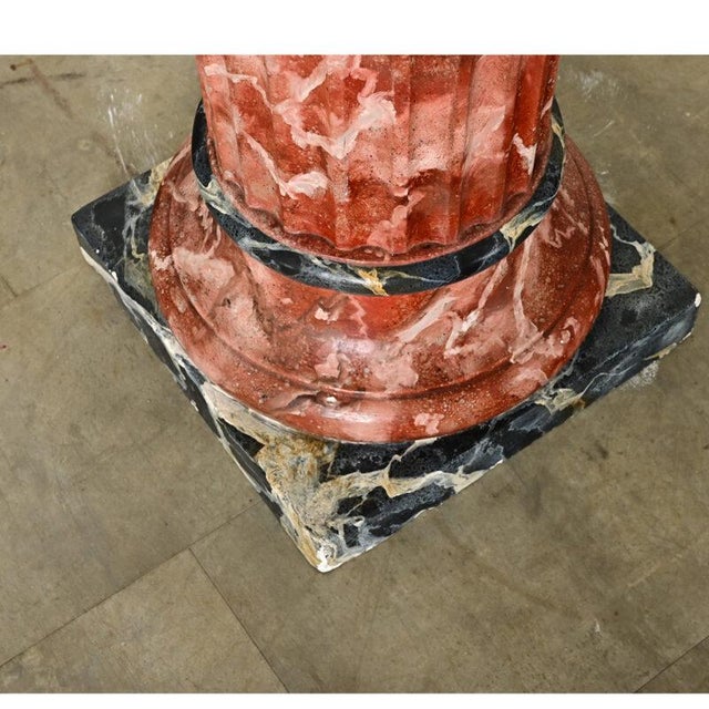 French Vintage Hand-Painted Faux Marble Column For Sale - Image 4 of 12