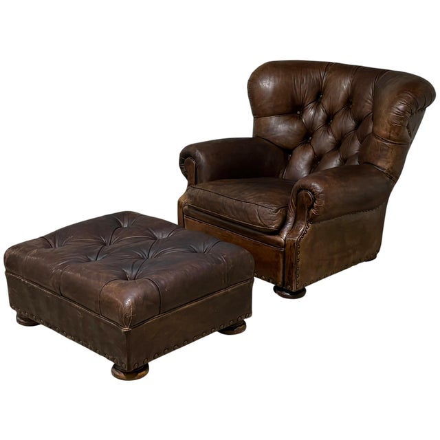 Ralph Lauren Late 20th Century Ralph Lauren Writer's Chair and Ottoman For Sale - Image 4 of 8