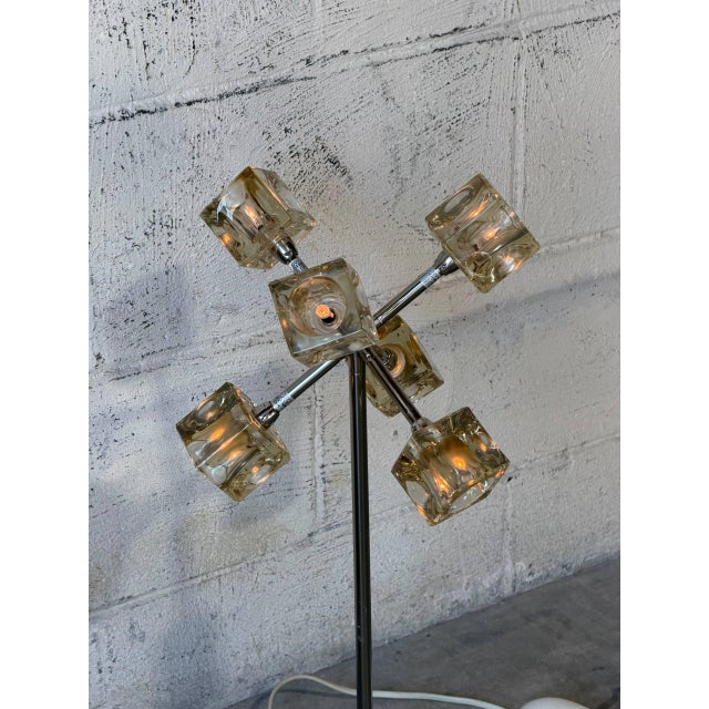 Sputnik Glass Cube Table Lamp Chrome Metal Base Space Age Mid-Century Modern 1970s For Sale - Image 4 of 9