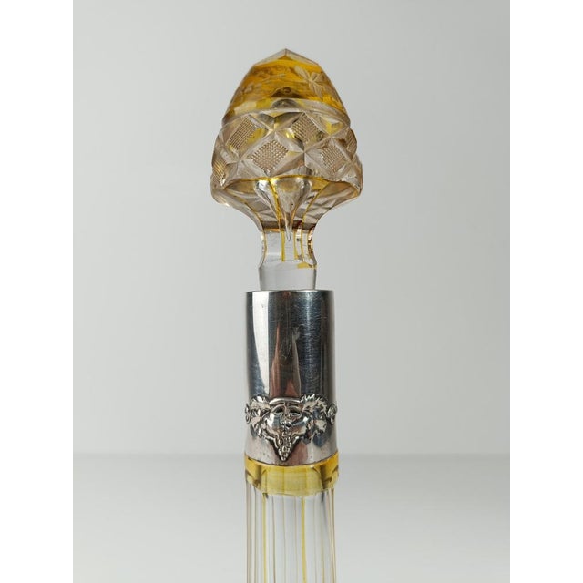 Vintage Spirit Decanter Bottle in Colored Cut Crystal and Embossed Silver, 1930s For Sale - Image 11 of 18