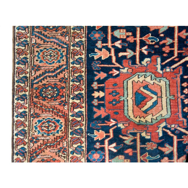 Rare Early 20th Century Persian Heriz Rug For Sale - Image 4 of 12