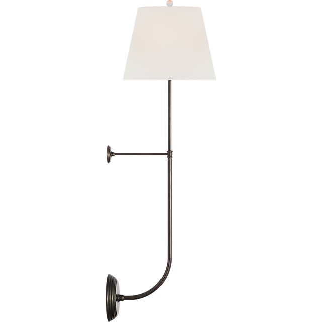 2020s Suzanne Kasler for Visual Comfort Signature Wyatt 39" Statement Sconce in Bronze with Linen Shade For Sale - Image 5 of 10
