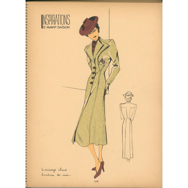 1930s Inspirations D’Avant-Saison - Booklet With 38 Original French Haute Couture Fashion Prints – C. 1938 For Sale - Image 5 of 11