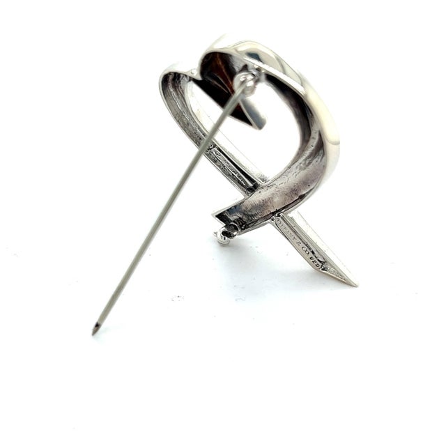 Tiffany and Co. 1990s Tiffany & Co Estate Heart Brooch Pin Sterling Silver By Paloma Picasso For Sale - Image 4 of 8