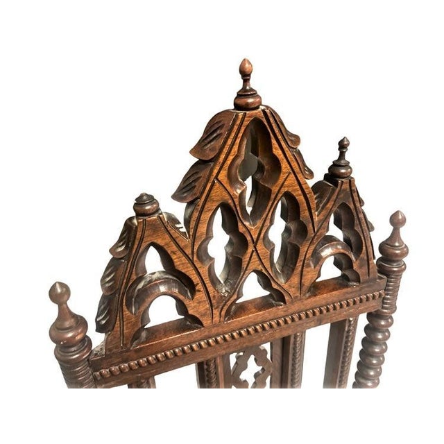 Gothic Late 19th Century Mahogany Gothic Revival Accent Chairs - a Pair For Sale - Image 3 of 9