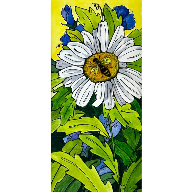 Original watercolor painting, “White Daisy” growing on my flower farm. Archival watercolor paper, professional Daniel...