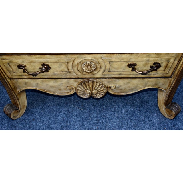 Wood Marble Top Chest French Baroque Style Bombay Commode Carved 3 Drawer 90's For Sale - Image 12 of 18