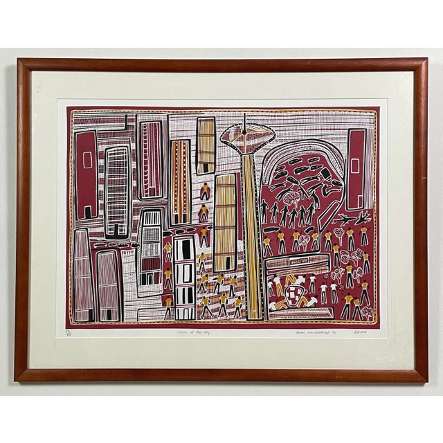 Brian Nyinawanga (Aboriginal Australian, B. 1935) - Visions of the City Screenprint, Signed (1993, Framed) For Sale - Image 11 of 11