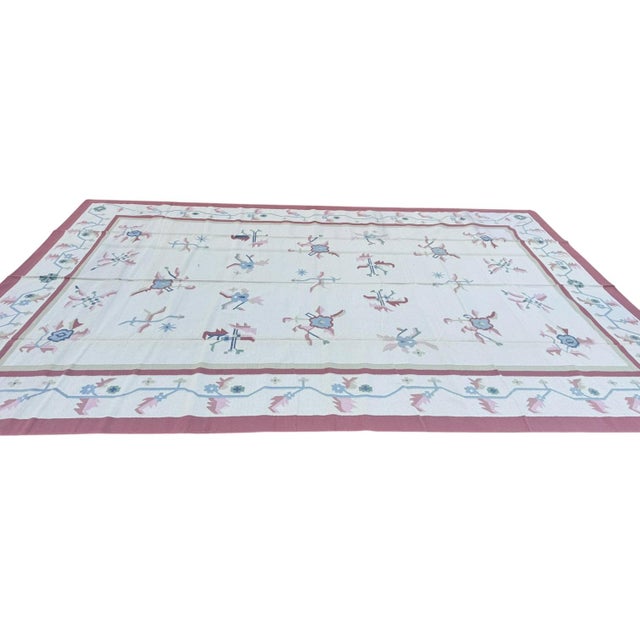 Handmade Indian Dhurrie | Pastel Flatweave Kilim | 12x18 For Sale In Los Angeles - Image 6 of 6