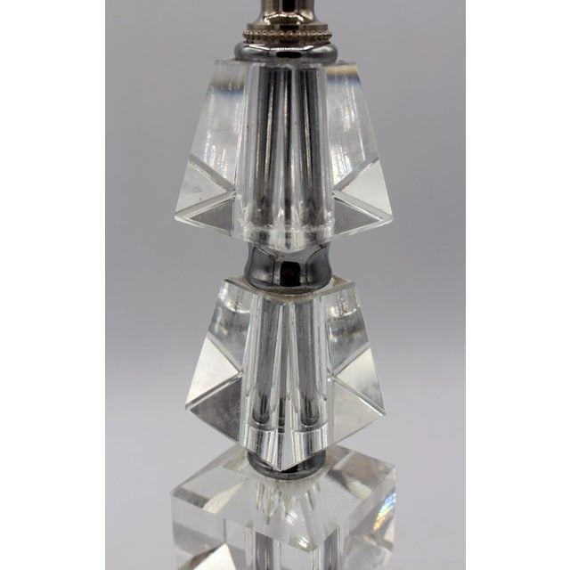 Mid-Century Modern Mid-20th Century Cut Stacked Crystal Block Lamp For Sale - Image 3 of 4