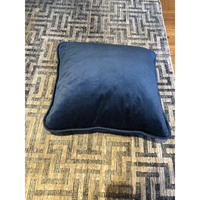 Contemporary Navy Blue Velvet Pillows- a Pair For Sale - Image 3 of 6