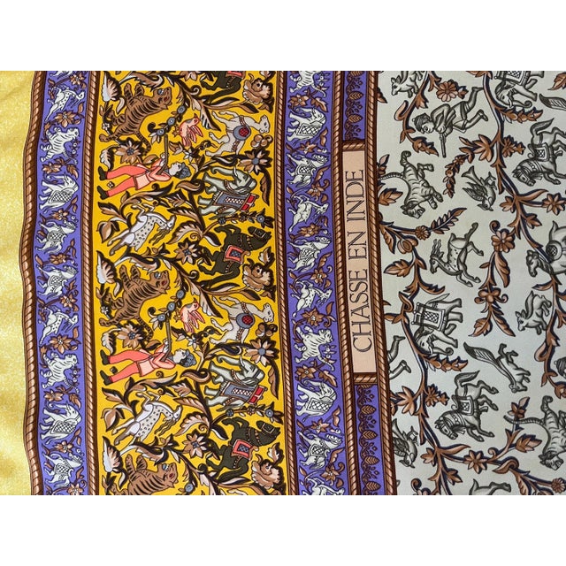 HERMES CHASSE en INDE Silk scarf Duchene Michel 2008 For Sale - Image 9 of 13