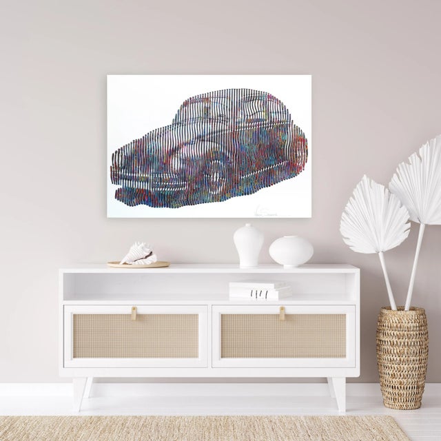 Black 3d Line Art "Vw Beetle 1947" Original Painting by Virginie Schroeder For Sale - Image 8 of 10
