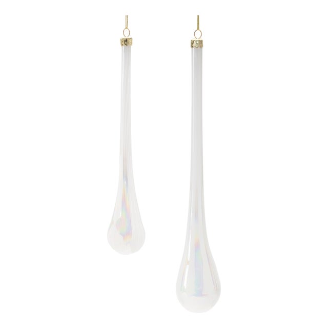 Iridescent Glass Drop Ornament (Set of 6) For Sale