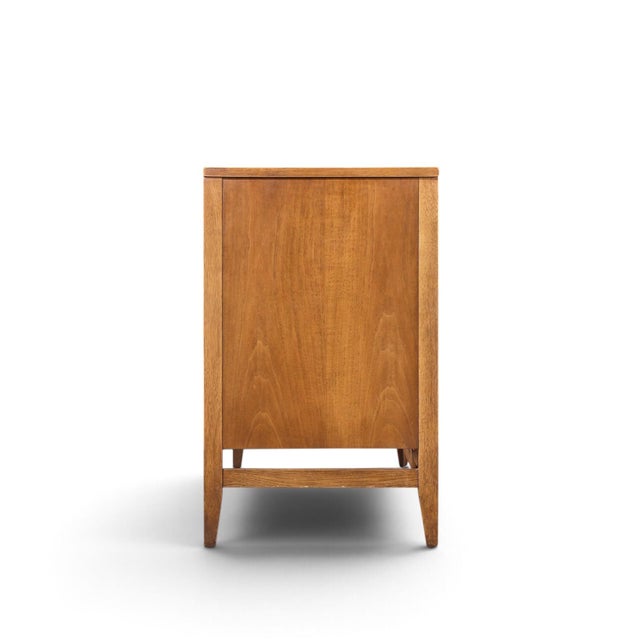 Broyhill Brasilia Broyhill Brasilia Mid Century Walnut and Brass 66 Inch Credenza For Sale - Image 4 of 8